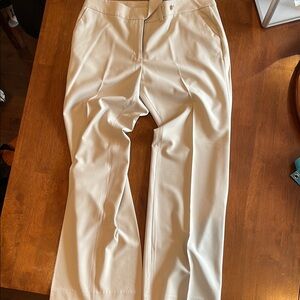 Calvin Klein Cream Straight-Leg Trousers with Pleats